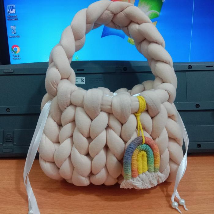 chunky bag/Tas rajut chunky/Tas tenteng/Chunky handbag 24*18