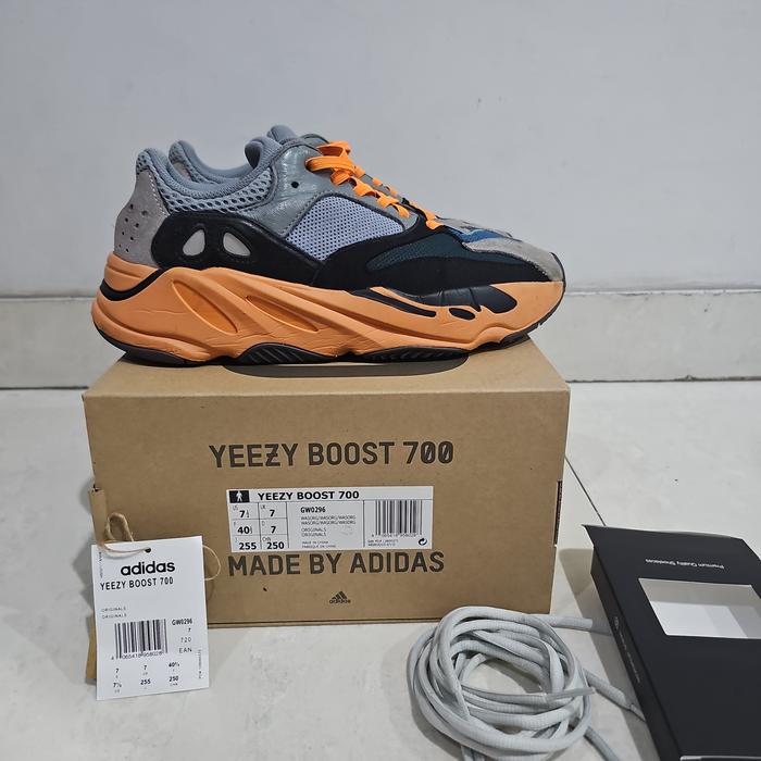 sepatu adidas yeezy 700 wash orange us 7.5 fullset original 100%