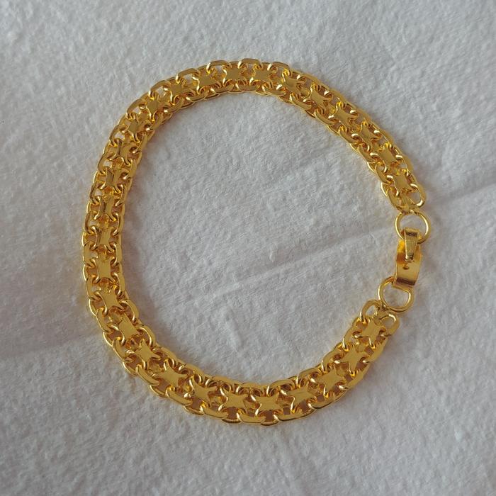 Gelang Rantai Medan Gandeng Lapis Emas Goldplated