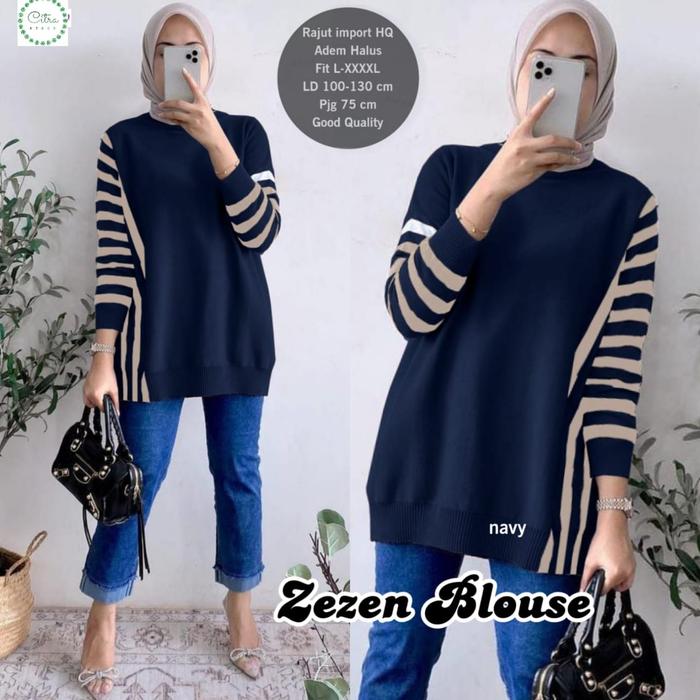 NEW ZEZEN BLOUSE SWEATER RAJUT ATASAN WANITA LD 100-130CM