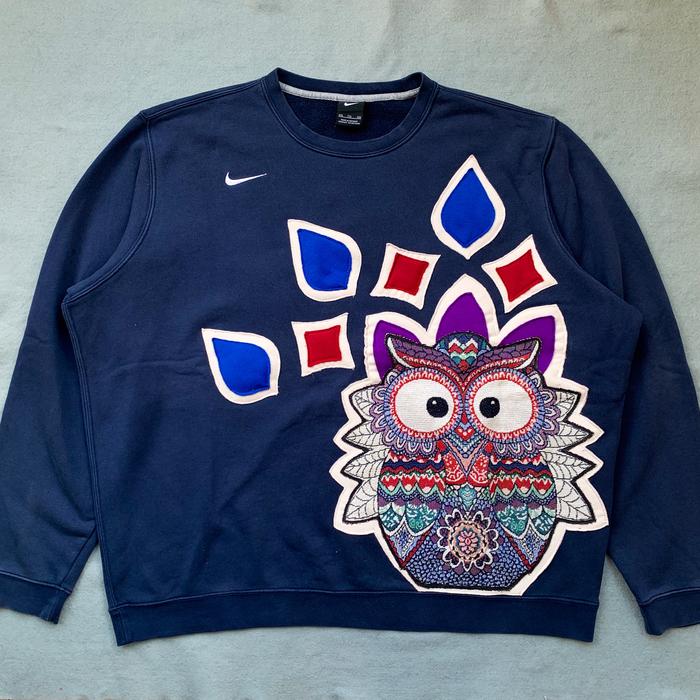 Rework nike sweatshirt Owl Tapesty
