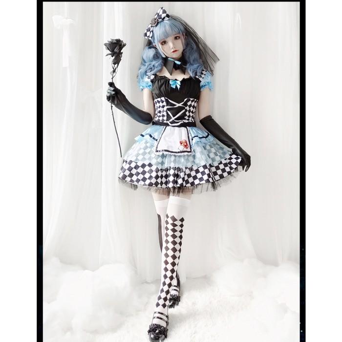 Pakaian Wanita Kostum Jepang Coplay Sirkus Girl Chess Catur Dress Costum