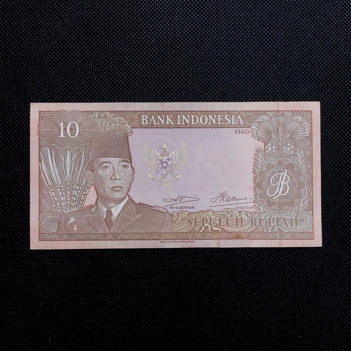 Uang Kuno Kertas 10 Seri Soekarno/Sukarno tahun 1960 cetakan kebajoran