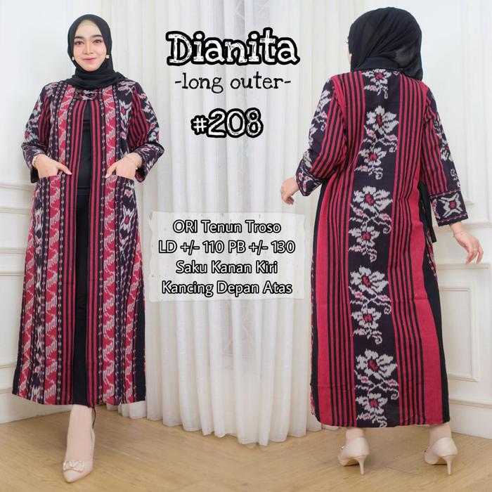 Baju Batik Wanita Outer Long Modern Tenun Dn 208 -Sm