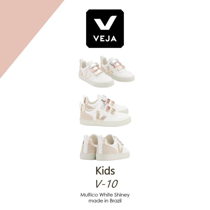 Sepatu Anak Veja Kids V-10 Multico White Shiney Original