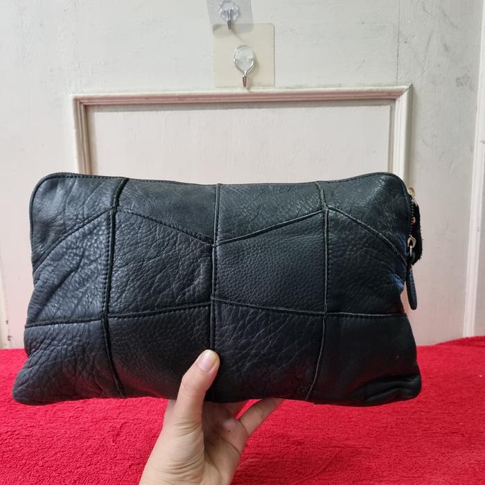 TAS CLUTCH WANITA KULIT ASLI SECOND IMPORT / TAS HAND BAG WANITA KULIT ASLI IMPORT BLACK