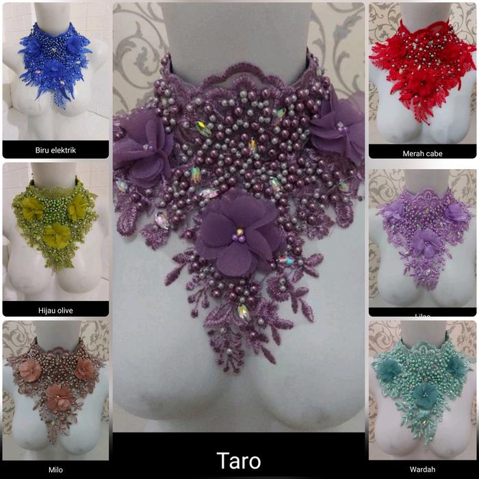 Kalung Pesta Payet Reva Coker Chocker Necklace Pengantin Aksesoris Choker Wedding Putih Maroon Navy 