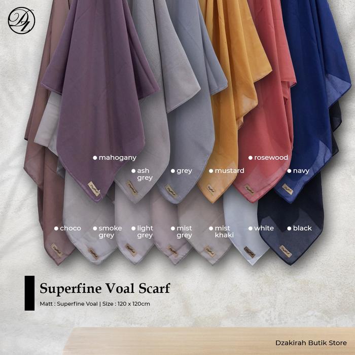 Scarf SUPERFINE by DZAKIRAH Hijab Jilbab Kerudung Segiempat Voal Polos Ukuran 120 x 120 cm