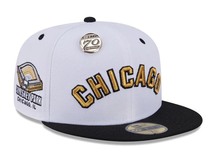Topi New Era 59Fifty Day 70th Anniversary Chicago White Sox White 59Fifty Fitted Cap Original