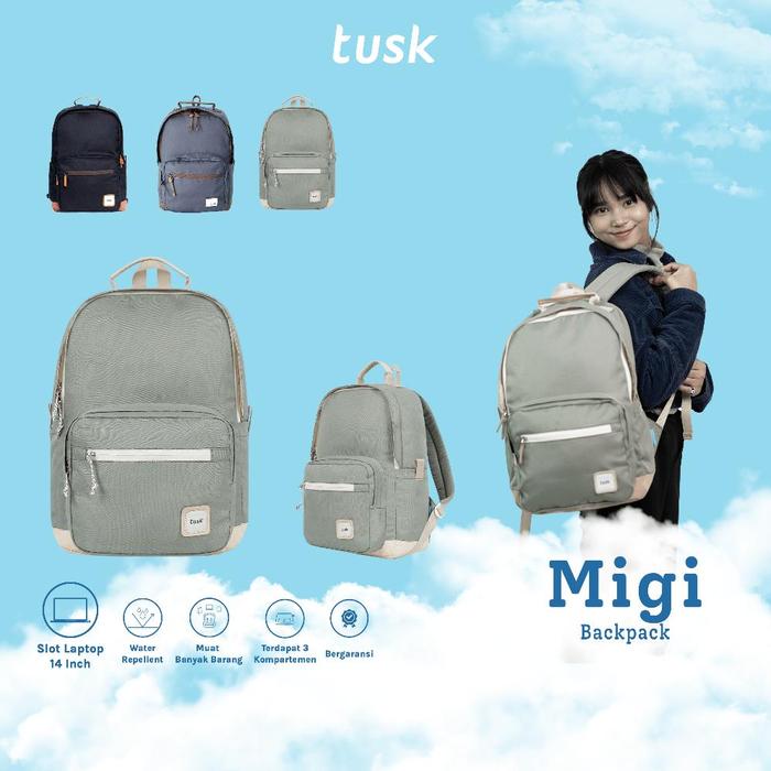 Tusk Migi - Tas Ransel Kuliah Laptop 14 Anti Maling ORIGINAL