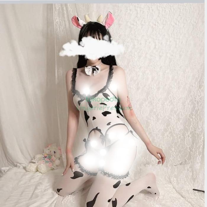 Lingerie kostum body stocking motif sapi