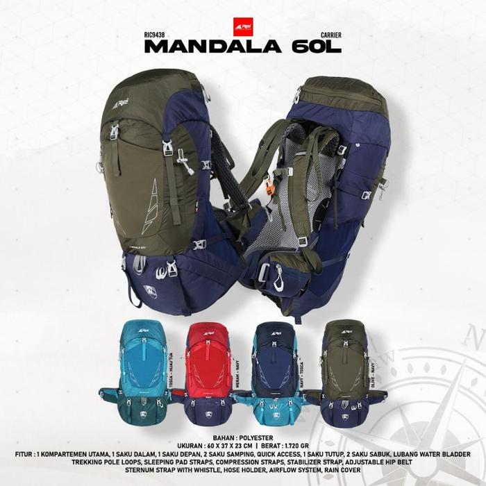 ORIGINAL Tas Gunung / Carrier Premium Mandala 60 Liter Arei