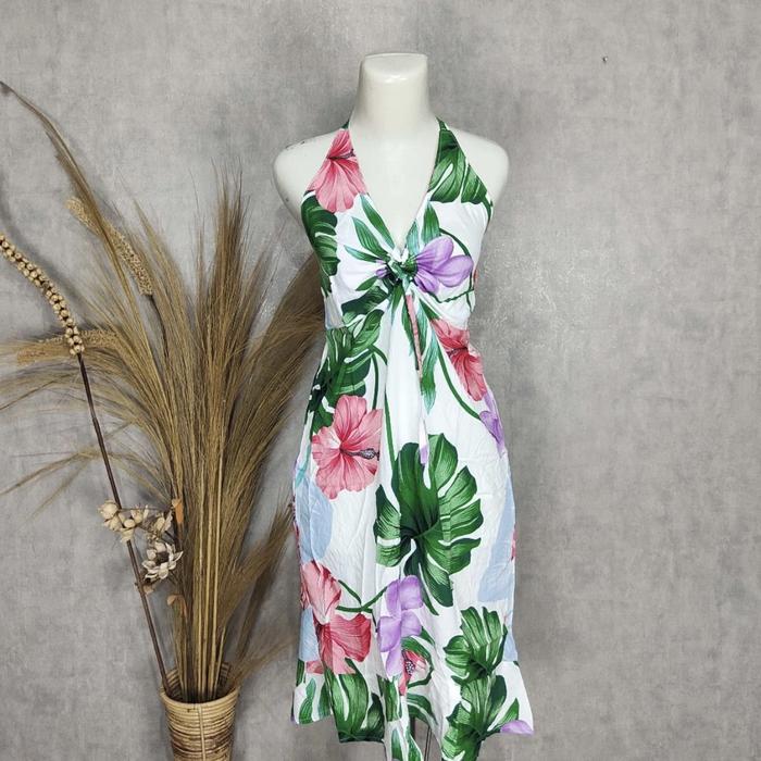 Dress Bali putih motif beach dress