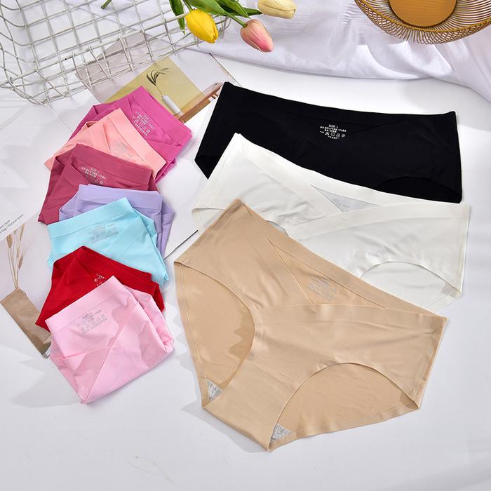 •UNIQ•CD363 Celana Dalam Cewek Es Sutra Hamil Seamless CD Wanita Rendah Pinggang Sutra Bumil Sepingg