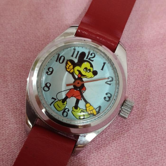Jam Vintage Arloji Kuno Swiss Mickey Mouse Manual Winding