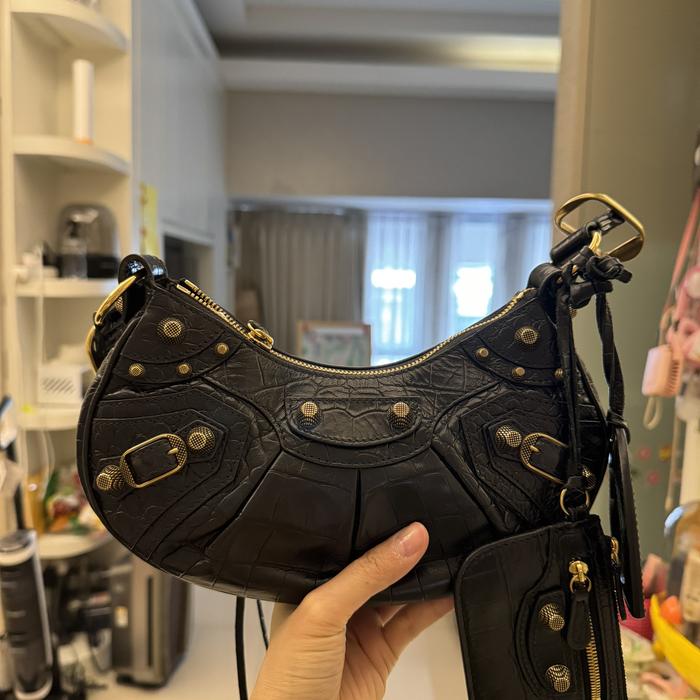 Balenciaga Le Cagole XS Black Croco GHW nov 2023