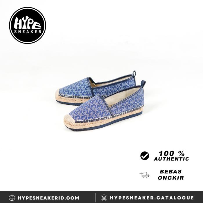 Sepatu MICHAEL KORS MK MONOGRAM DENIM ESPADRILLES 100% ORIGINAL