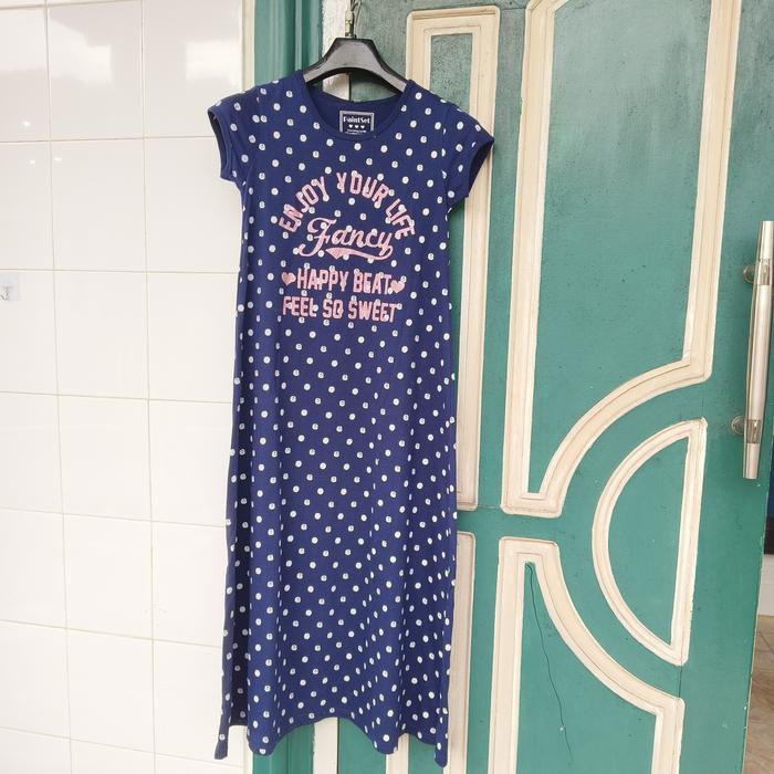 Paintset - Longdress wanita - Daster kaos wanita biru Navy - preloved murah bagus