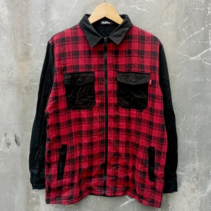 jaket feltics motif flanel second