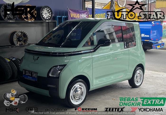 Velg mobil hsr mirror 2 R14 lubang pcd 4x100 lebar 5 offset 35 white cocok untuk mobil wuling air ev