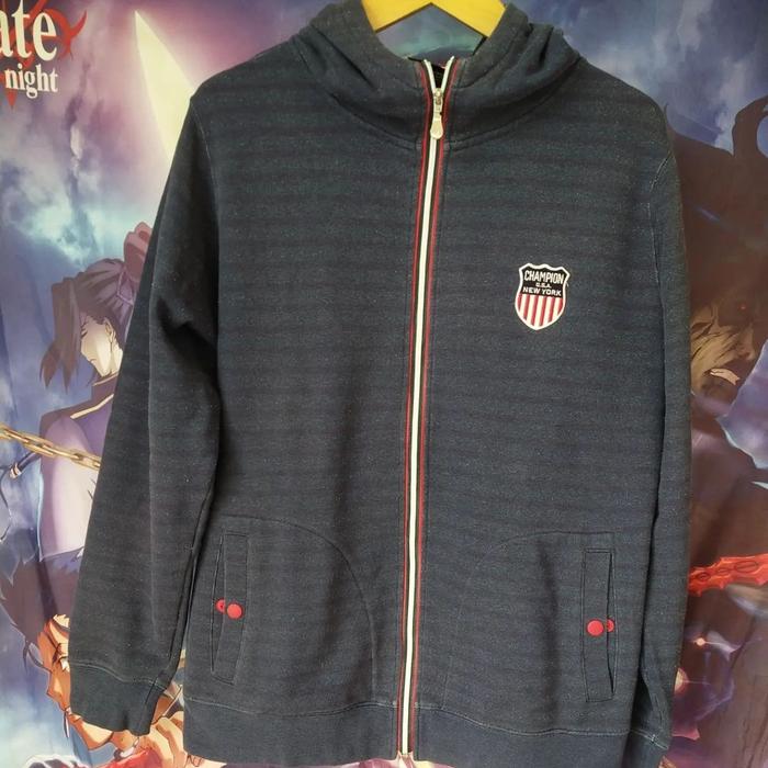 Champion New York USA Navy Zipper Hoodie Jaket Jacket
