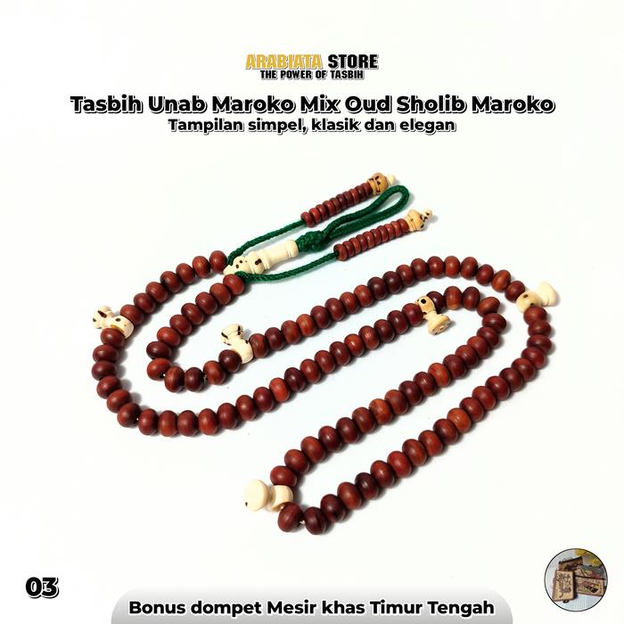 Tasbih Unab Maroko mix Oud Sholib Putih Maroko