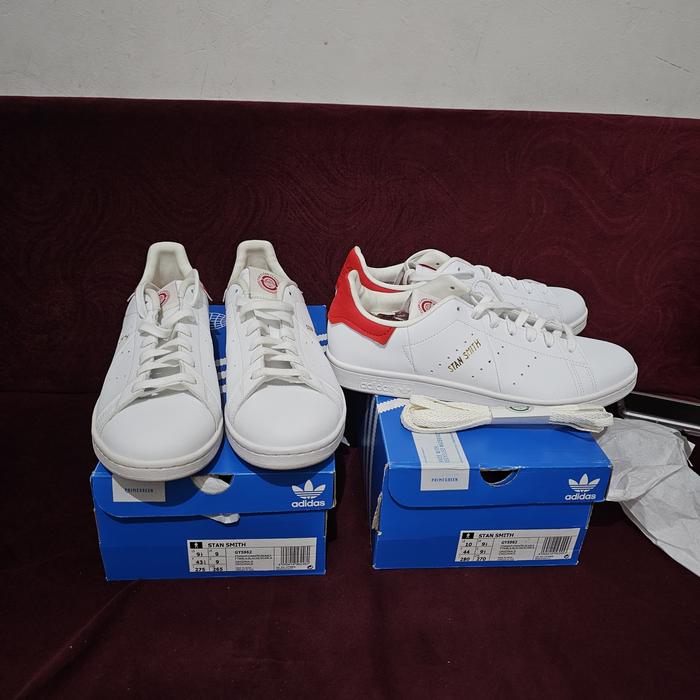 Adidas original stan smith leather white red bnib resmi