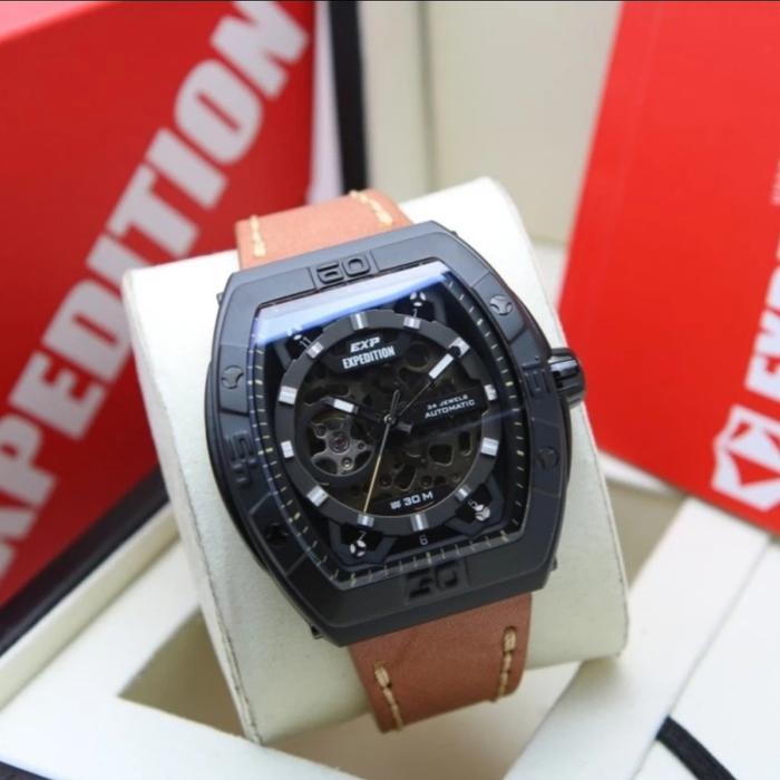 Expedition E 6800 E6800 Titanium Black Brown Pria Automatic ORIGINAL