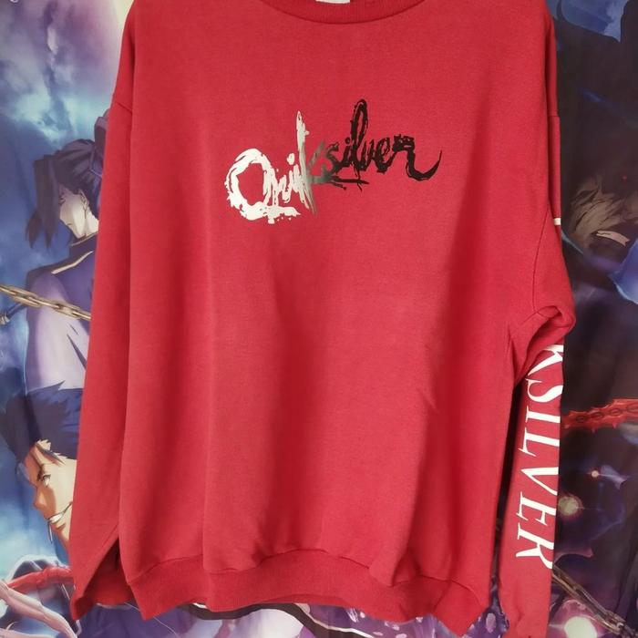 Vintage Quiksilver Red Spellout Crewneck Sweater Jacket Jaket Merah Surf Skate