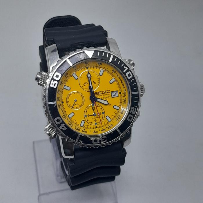 Jam tangan pria divers Seiko chronograph 7T32 7G30 daytona Alarm japan