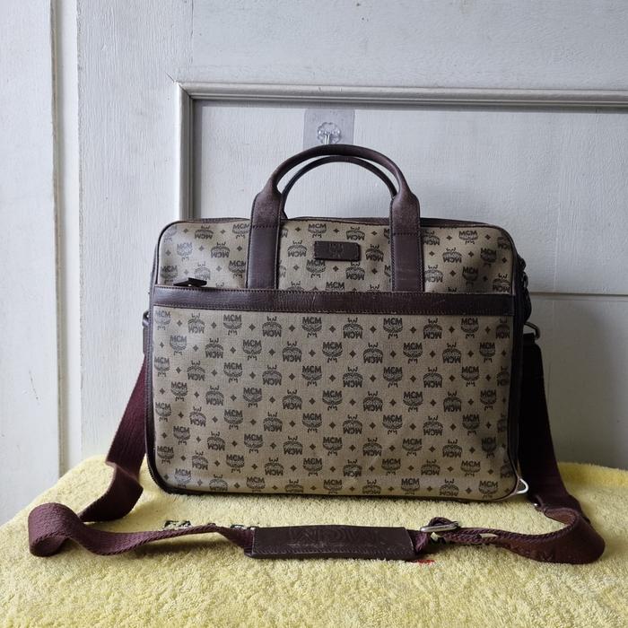 TAS SELEMPANG KANTOR PRIA WANITA MCM KULIT ASLI SECOND IMPORT / TAS KANTOR / TAS SELEMPANG LEPTOP