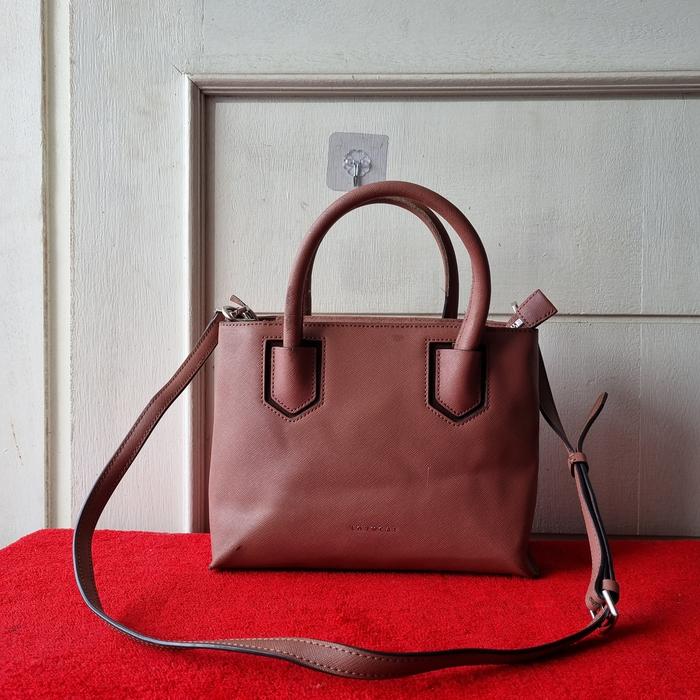 TAS SLING TOP HANDEL WANITA KULIT LOVCAT SECOND BRANDED IMPORT PEACH
