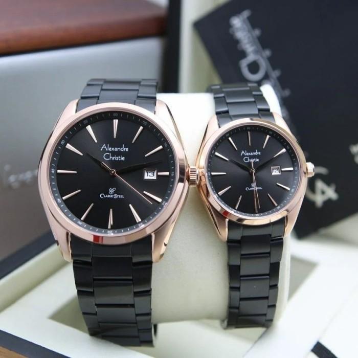 Alexandre Christie Ac 8658 Black Rosegold Couple Original