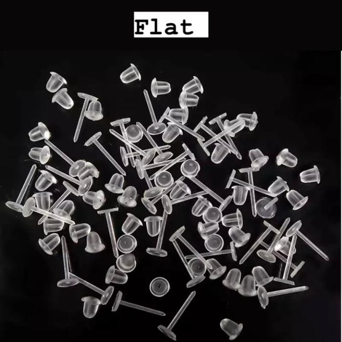 Anting tusuk plastik 100pcs + stopper/anting bening/anting transparant