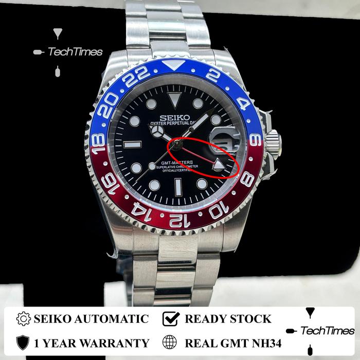 Seiko Mod Seikomod Pepsi NH34 GMT Automatic Seikomods Pepsi