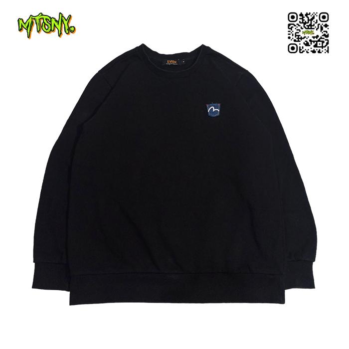Sweater Crewneck Sweatshirt Evisu Jeans Hitam Vintage