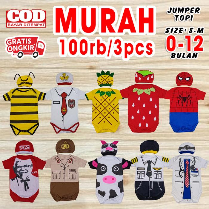 Baju Jumper Bayi karakter spongebob minion kfc dragon ball elmo nanas