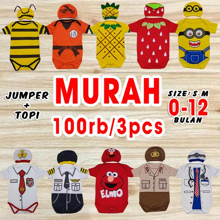 Jumper Baju Bayi karakter spongebob minion kfc dragon ball elmo nanas