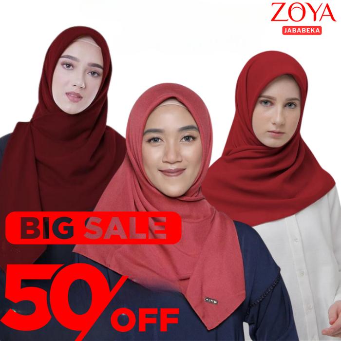 ZOYA Kerudung Casual Plain, Nadir, Sparkling Scarf - Kerudung Segiempat Hijab Jilbab Polos Bahan Voa