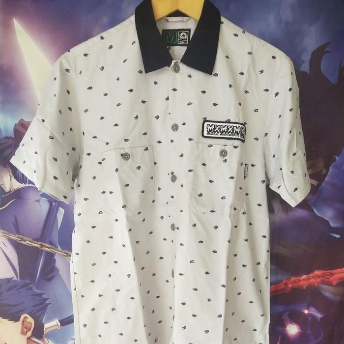 Magical Mosh Misfits MXMXM Polkadot Pattern White Short Sleeve Shirt Kemeja Kerah Streetwear Punk Sk