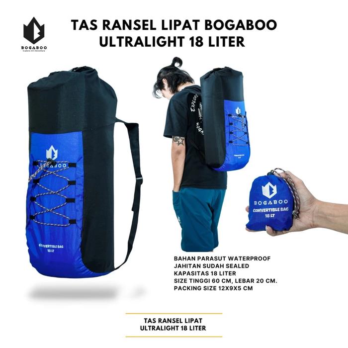 Tas lipat outdoor ultralight summit pack 18 liter bogaboo backpack foldable keril dry bag sack dryba