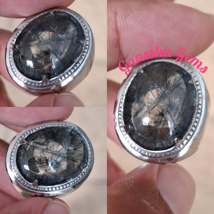 Natural Sagenitic Quartz 14.75 Ct - Kecubung Bulu Hijau Borneo Kalimantan