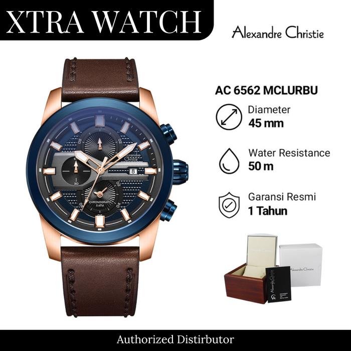 Jam Tangan Pria AC Alexandre Christie 6562 Original - Brown Rose Blue