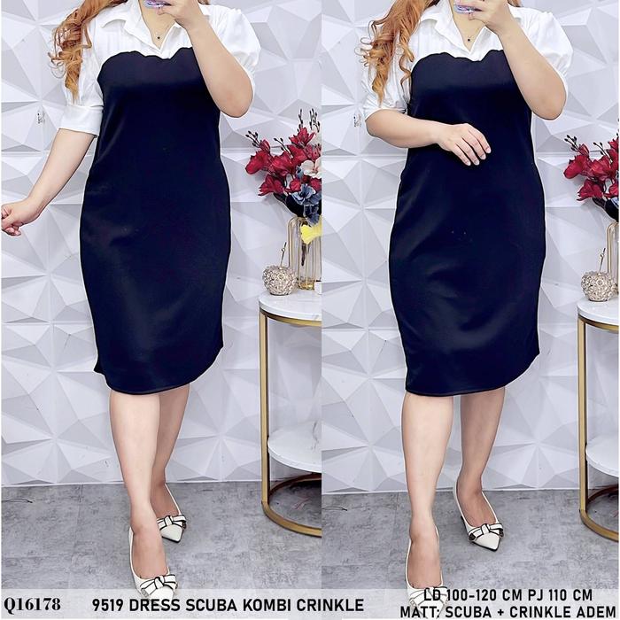dress scuba+crinkle ld 100-120 hitam, coklat, salem, maron