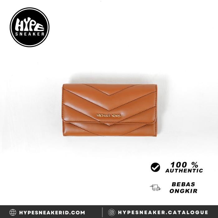 Dompet MICHAEL KORS CAMEL QUILTED PUFFY TRIFOLD LONG WALLET 100% ORI