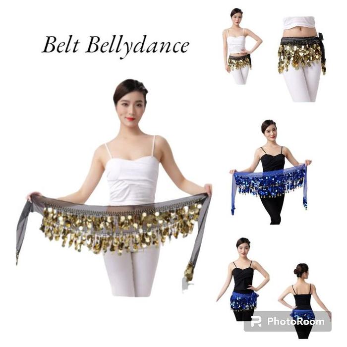 Selendang Belly Dance Bahan Sifon koin sequine emas dan koin kuno