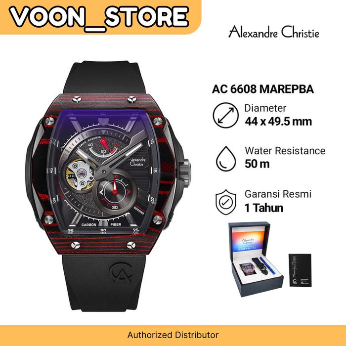 Jam Tangan Alexandre Christie Pria AC 6608 SPECIAL EDITION - Black Red