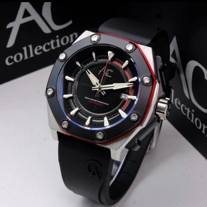 ALEXANDRE CHRISTIE AC 9601 SILVER BLACK  AUTOMATIC AC9601 PRIA  RUBBER