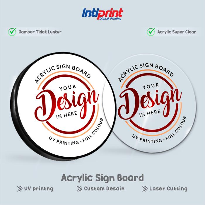 Akrilik Merek Usaha I Sign Acrylic Lingkaran I Sign Board Akrilik Papan Nama Custom logo UV print | 