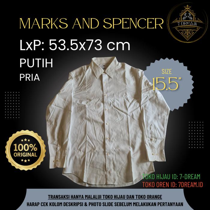 Marks and Spencer | Original | Kemeja Lengan Panjang | Pria | Putih | I-24.058
